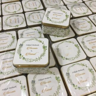 Nikkah Mubarak Favor Square Tin Boxes UK