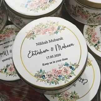 Modern Custom Nikkah Mubarak wedding favor Tin Box UK