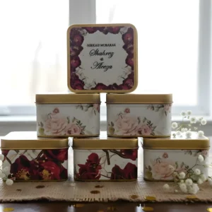 Nikkah Mubarak Favor Square Tin Boxes UK